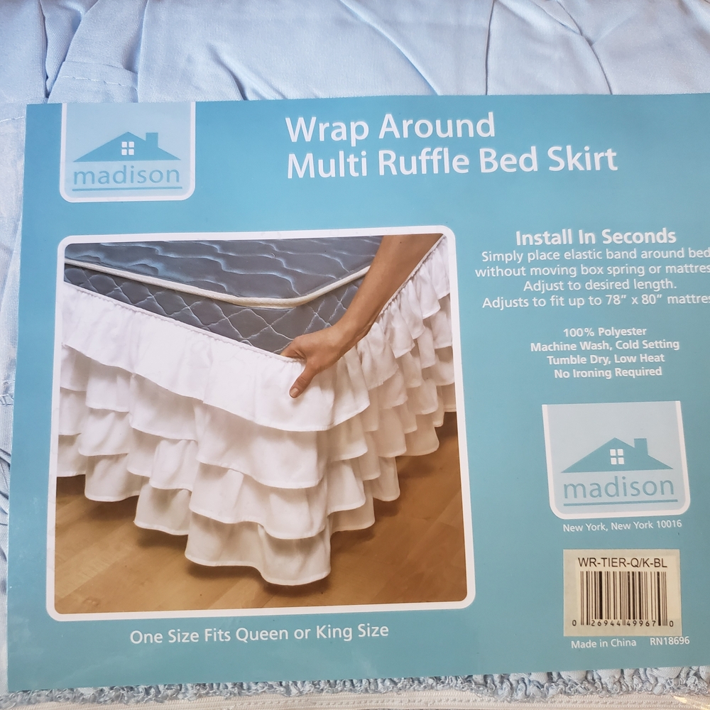 Bed Skirt Madison Blue Wrap-Around Multi Ruffle / Layered Ruffles NWT - Picture 4 of 6